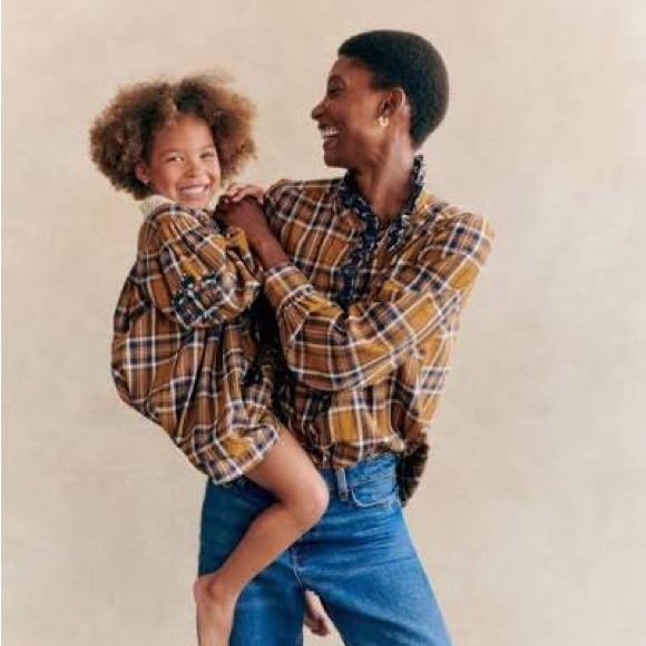 Plaid Ruffle Trim Women's Top - Picture 4 of 4